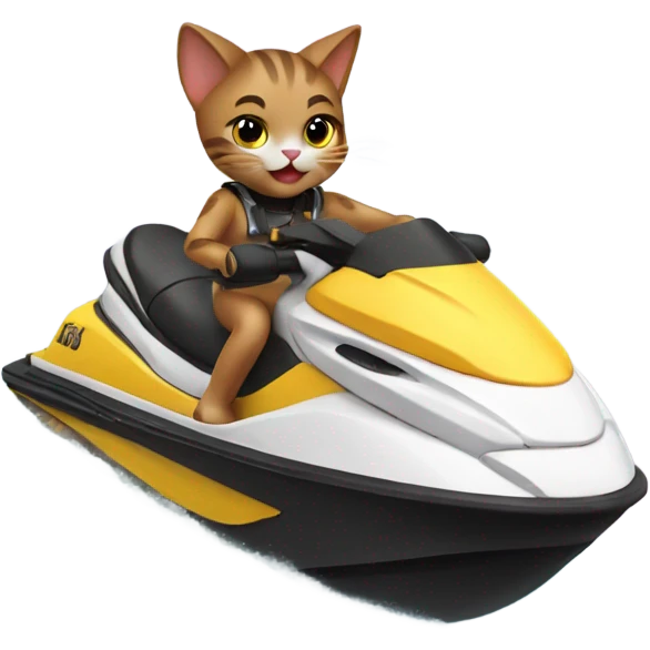 Cat riding jet skiing  emoji