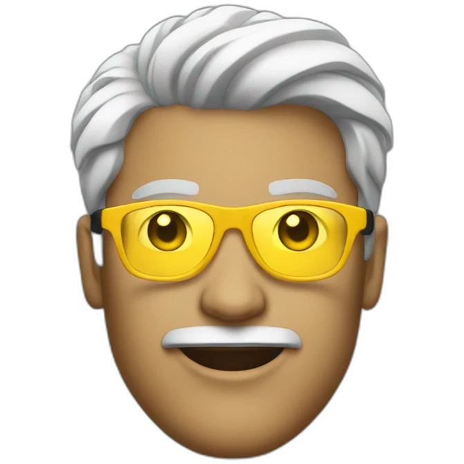 WHITE entrepreneur with yellow tinted glasses and combed black hair  emoji