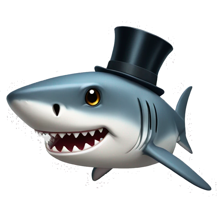 Shark with a top hat emoji