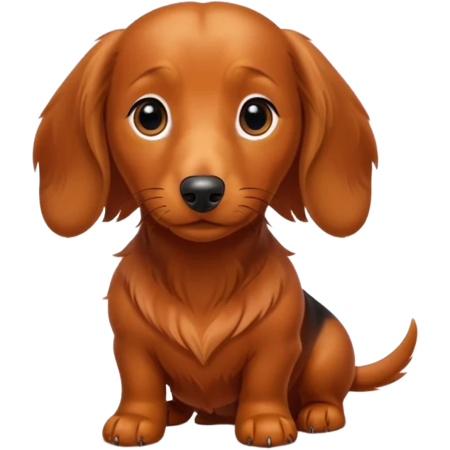 Mini longer haired dachshund with golden red hair emoji