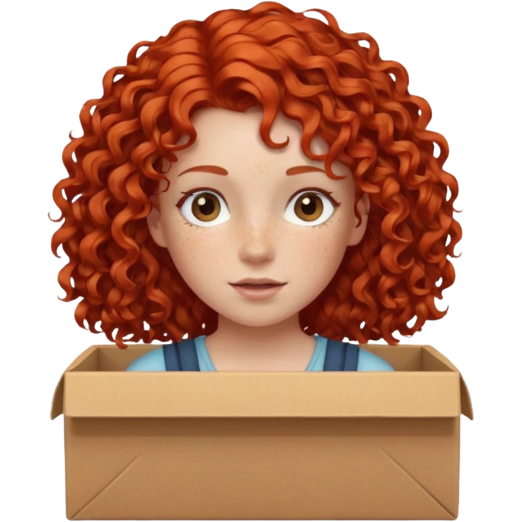 box carrier curly red hair girl  emoji