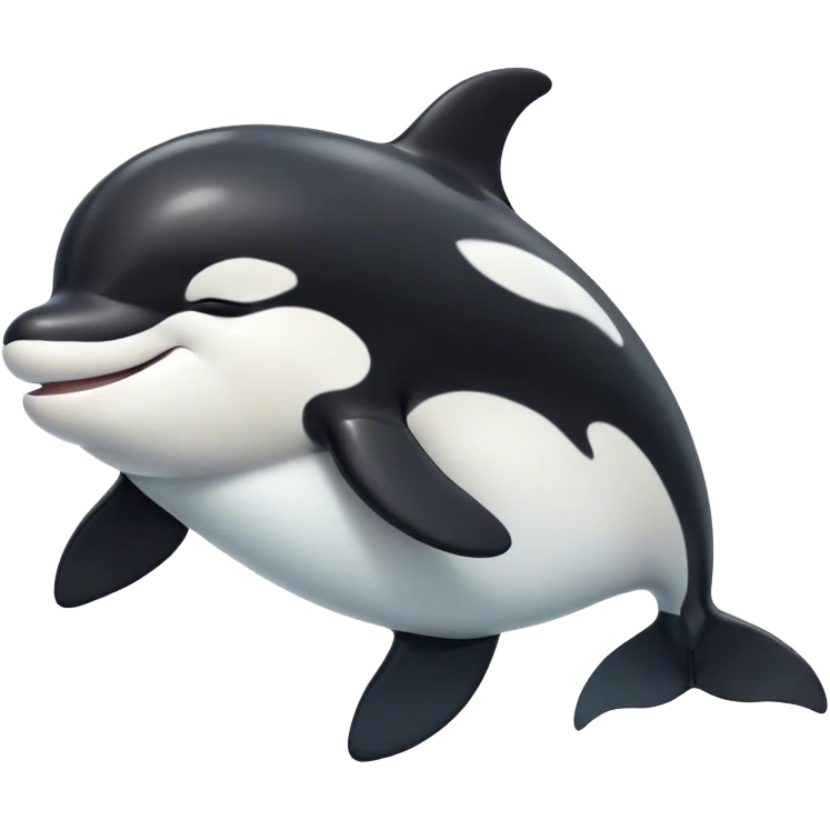 Meme-Worthy Cute Sleeping orca Portrait Emoji, Head resting peacefully with a contented smile, showcasing a smooth black-and-white body with gently drooping fins and eyes softly closed in serene slumber, Simplified yet adorably endearing features, highly detailed, glowing with a soft, drowsy deep-sea light, high shine, relaxed and utterly lovable, stylized with an air of playful oceanic laziness, soft glowing outline, capturing the essence of a sleeping orca that feels destined to become the next viral icon of adorable marine rest! emoji