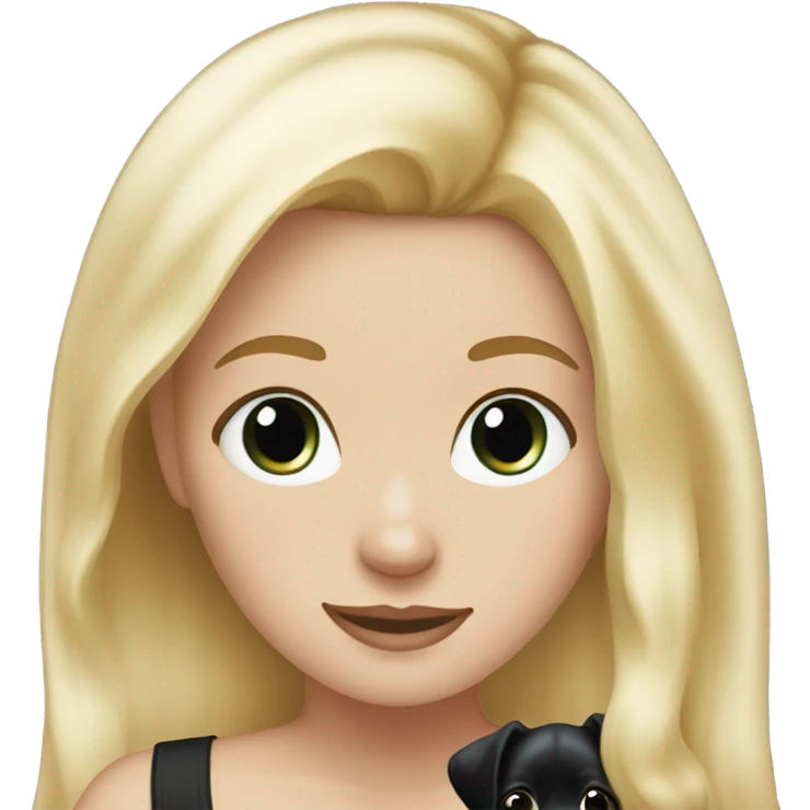 White girl blonde hair with black puppy emoji