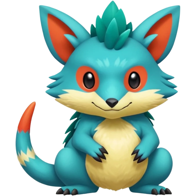 Cozy furry warm lush tropical colorful edgy exotic Fakémon-Pokémon-Vernid-creature (half body) emoji