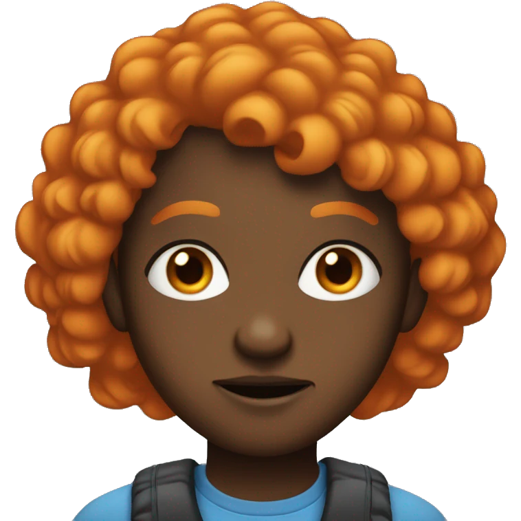 a black person with blue eyes, orange hair mad emoji