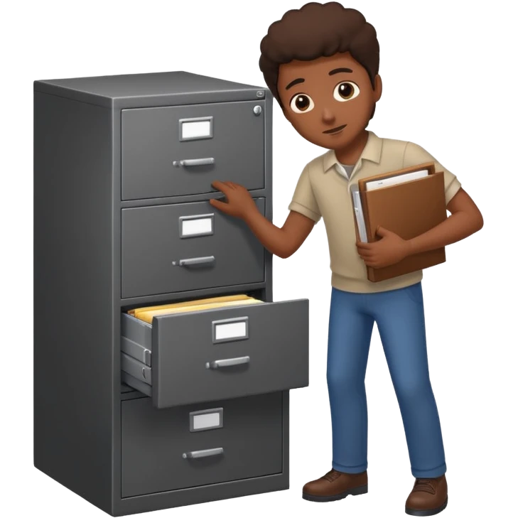 A black person opening a filing cabinet to search for file emoji