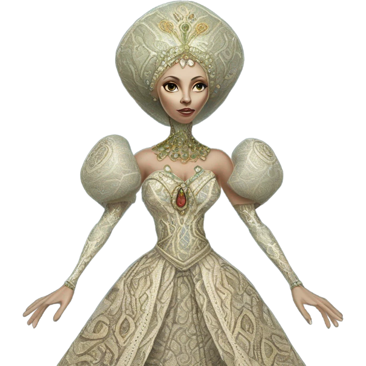 a Reptilian alien woman full body in Romanov dress emoji