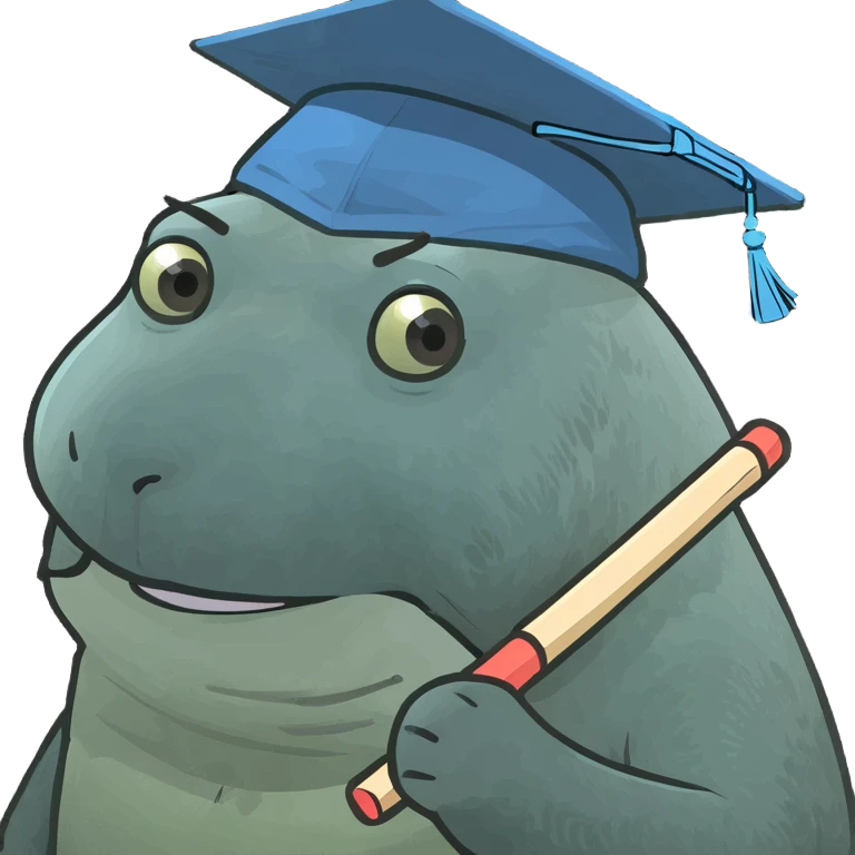 cute water bear with a graduation cap and a pointer stick emoji