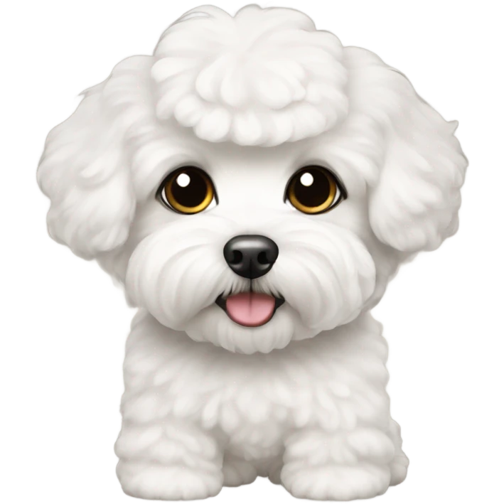 White maltipoo with long ear haircut  emoji