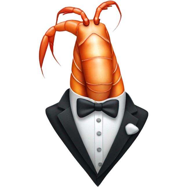 Prawn wearing tuxedo emoji