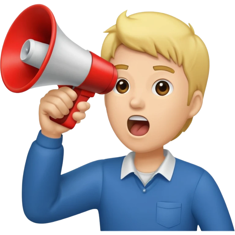  2nd pic yelling into megaphone held in right hand emoji