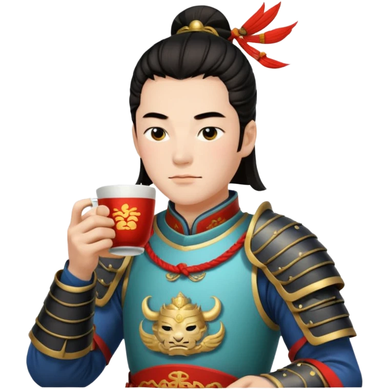 Lu bu squinting while drinking tea  emoji