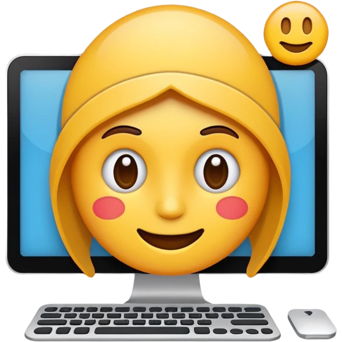 Emoji-style illustration of computer-based planning, flat vector look, bold outlines, minimal details, no background emoji