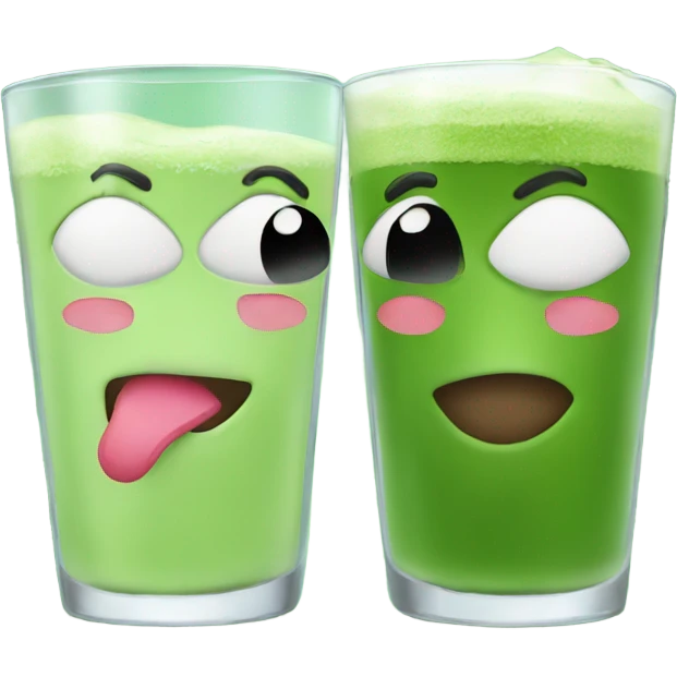 Two glass of matcha kissing each others emoji