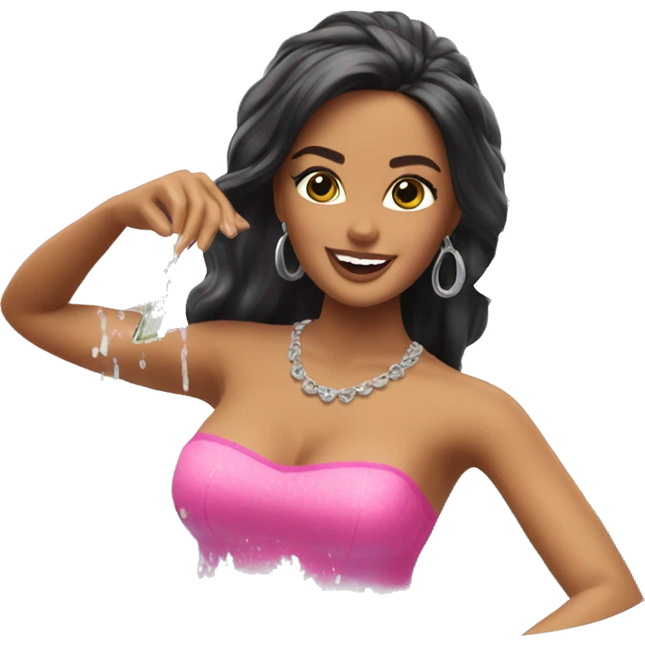 Latina Barbie having a money bath emoji