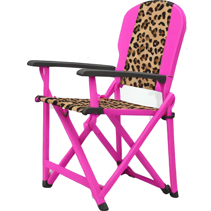 Realistic hot pink and leopard print outdoor folding chair. emoji