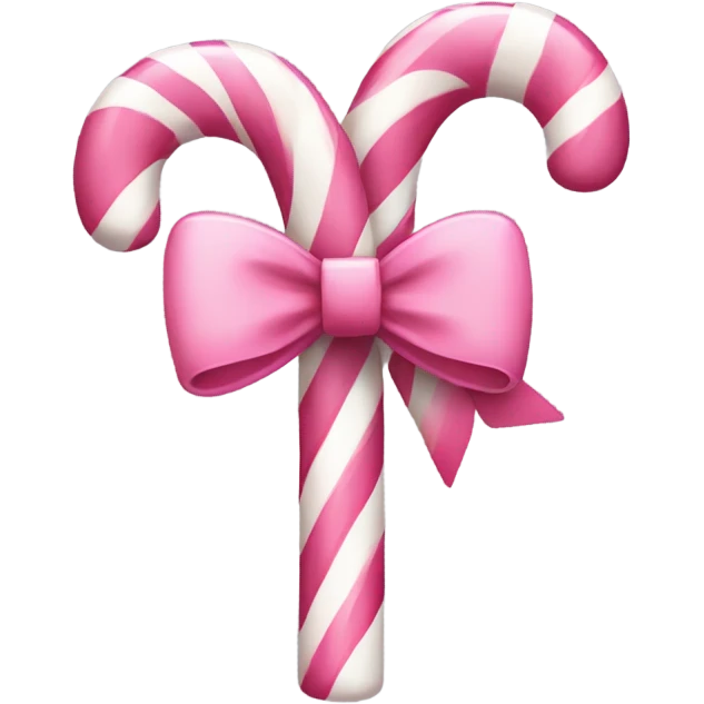 Pink candy cane with bow emoji