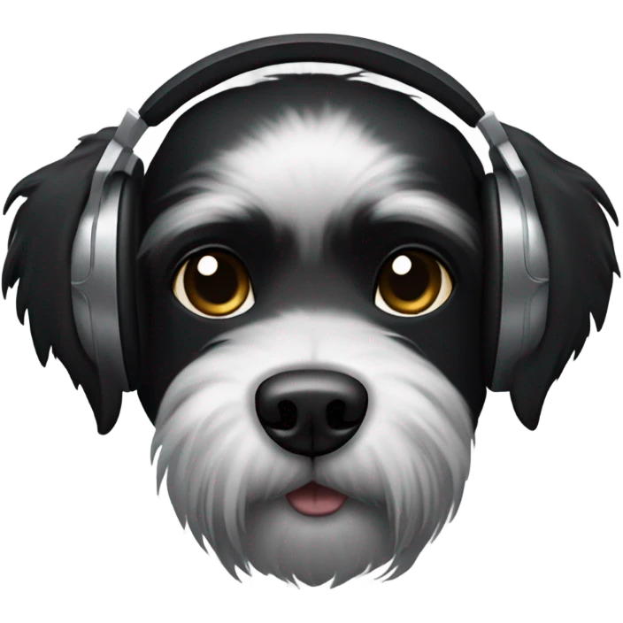 black dog with black beard on chin DJ emoji
