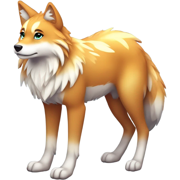 Colorful Shiny Fionbri-Falvie-sparkle-wolf-sona with intricate markings full body emoji