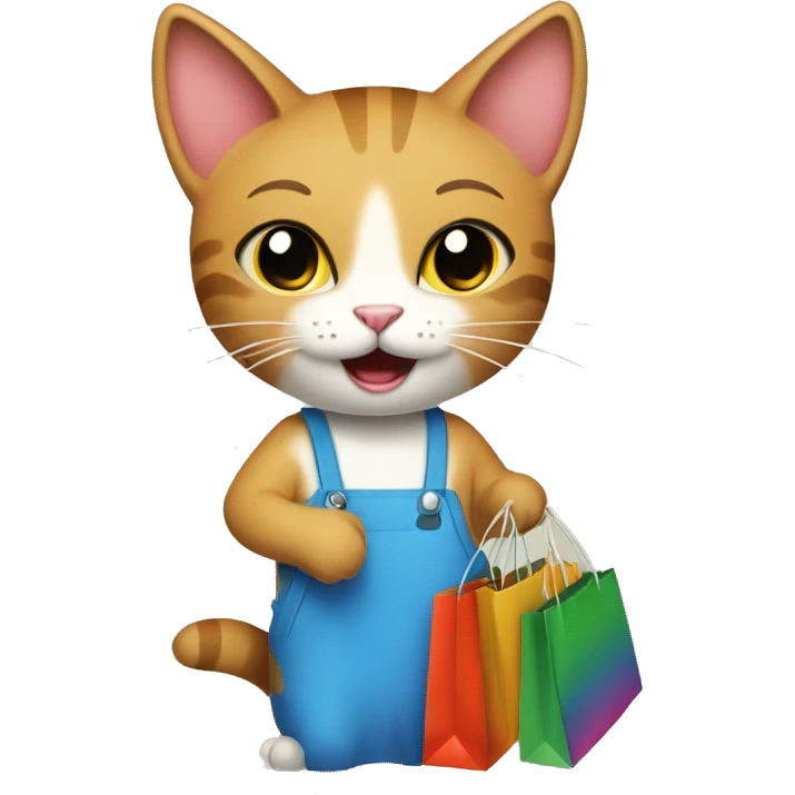happy gay cat with shopping bags emoji