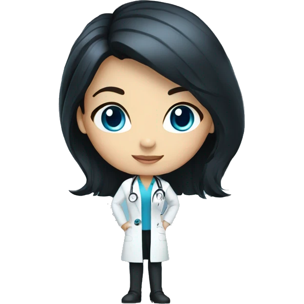standing female doctor with full length black hair and Blue eyes  emoji