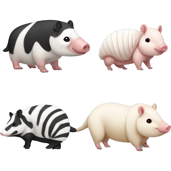 Black and white piebald chubby armadillo pig panda centipede armadillo  emoji