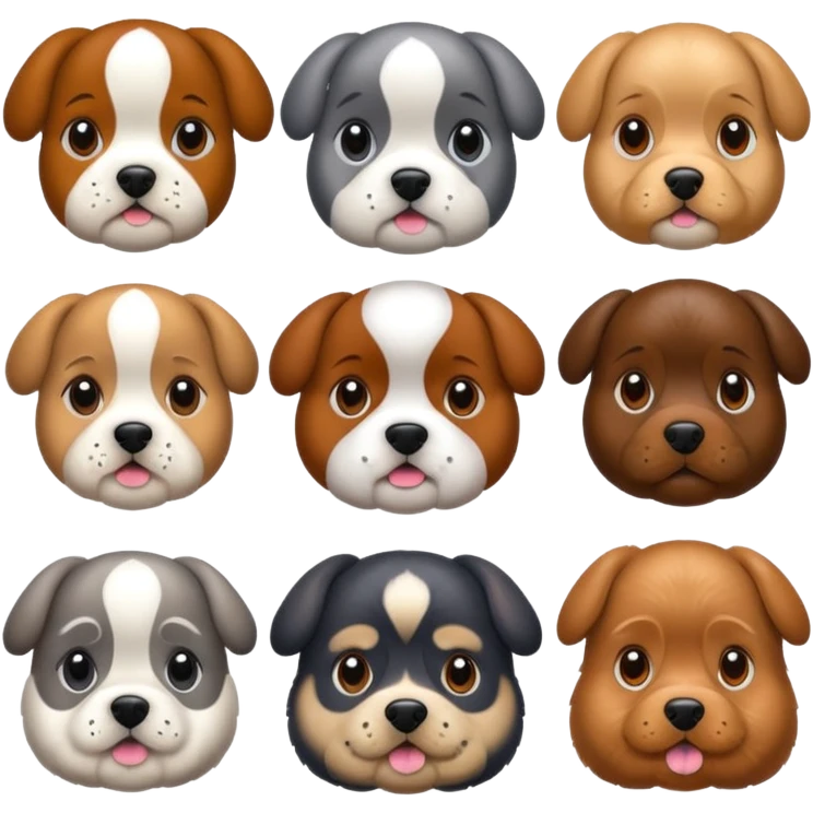 1 bulldog, 1 poodle, 1 husky, 1 dachshund emoji