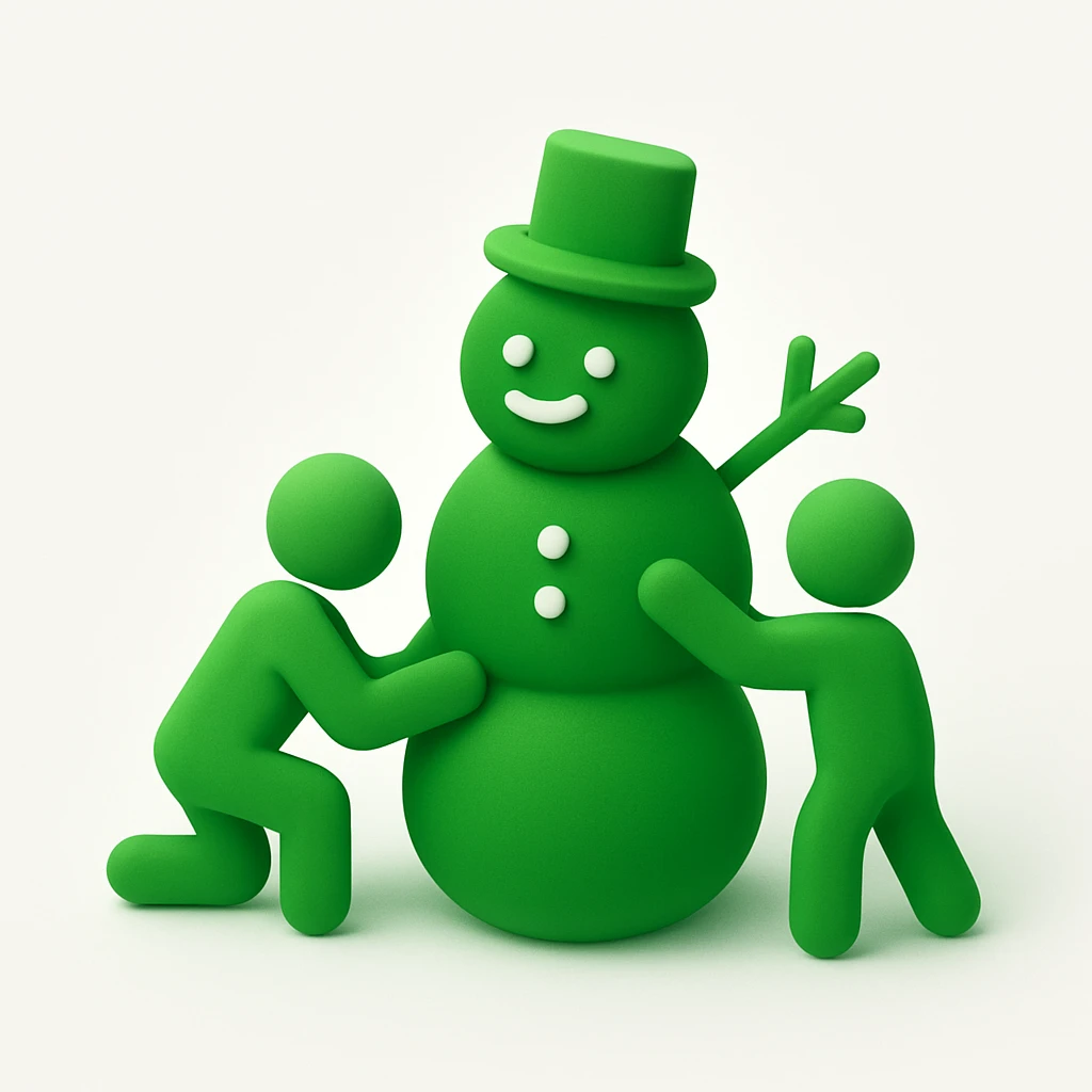 people making a snowman emoji