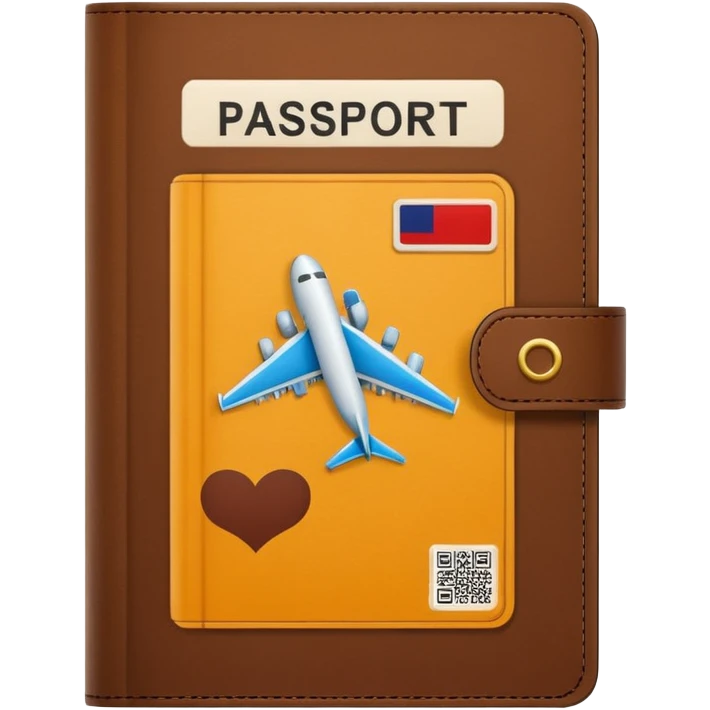 passport with visible airplane tickets, Apple emoji style, colors #173e12 and #c1a793, no text, minimalist emoji