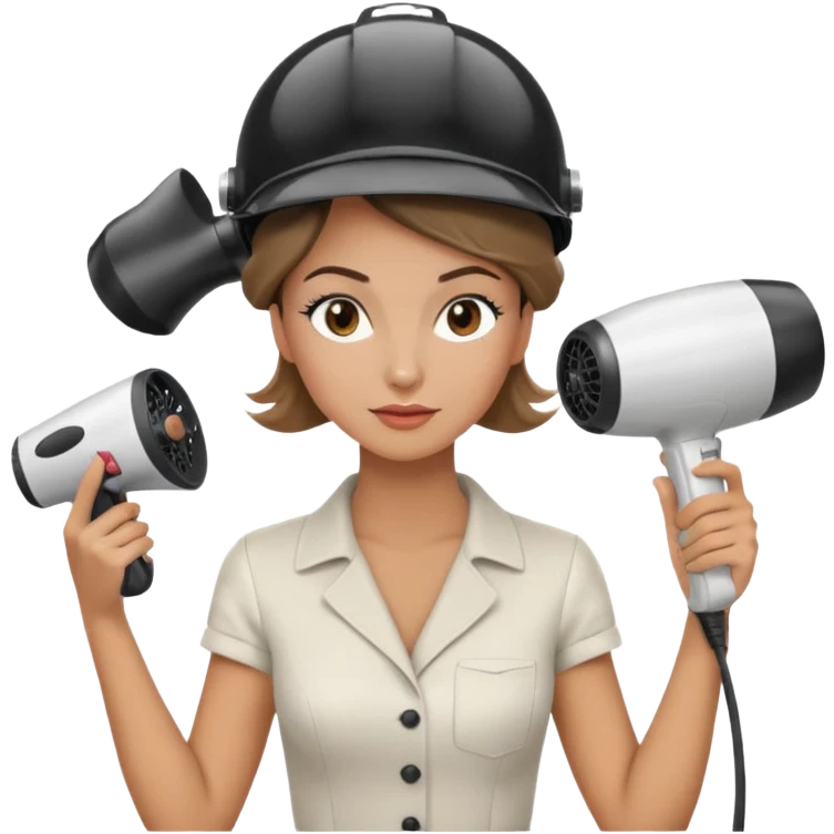 Emoji de mujer con casco secador, pelo recogido, cogiendo revista con las dos manos, estilo vintage chic emoji