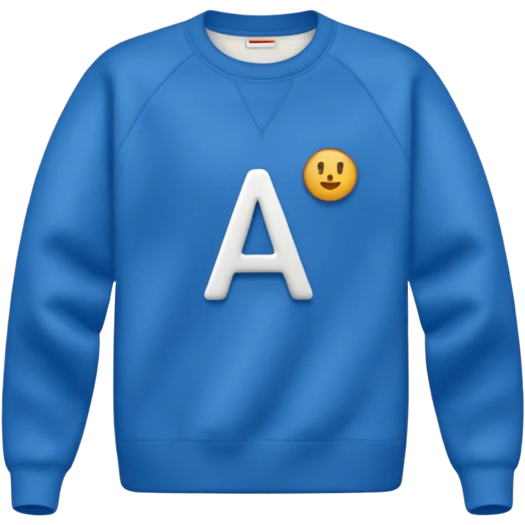 blue sweater with small letter A on upper right chest emoji