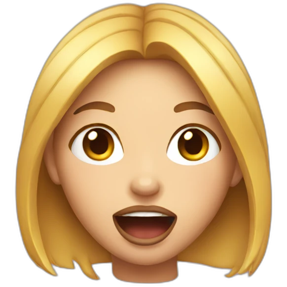 a girl with a wide open mouth emoji