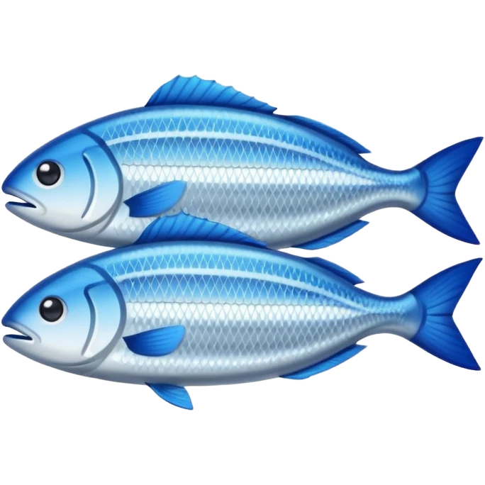 Fish dishes avatar in bright emoji-style illustration. Grilled fish, fillets, and seafood, blue and silver tones, simple shapes, flat design, fresh and flavorful. emoji