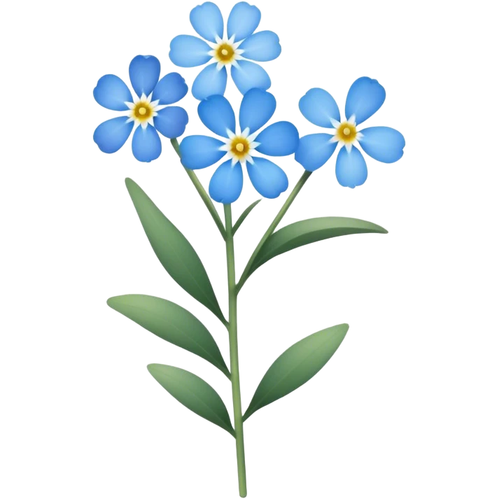 single Myosotis alpestris, straight stem emoji