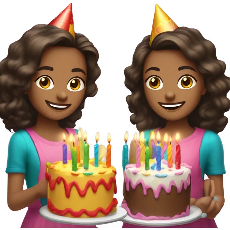 Twin brunettes celebrating their birthday  emoji