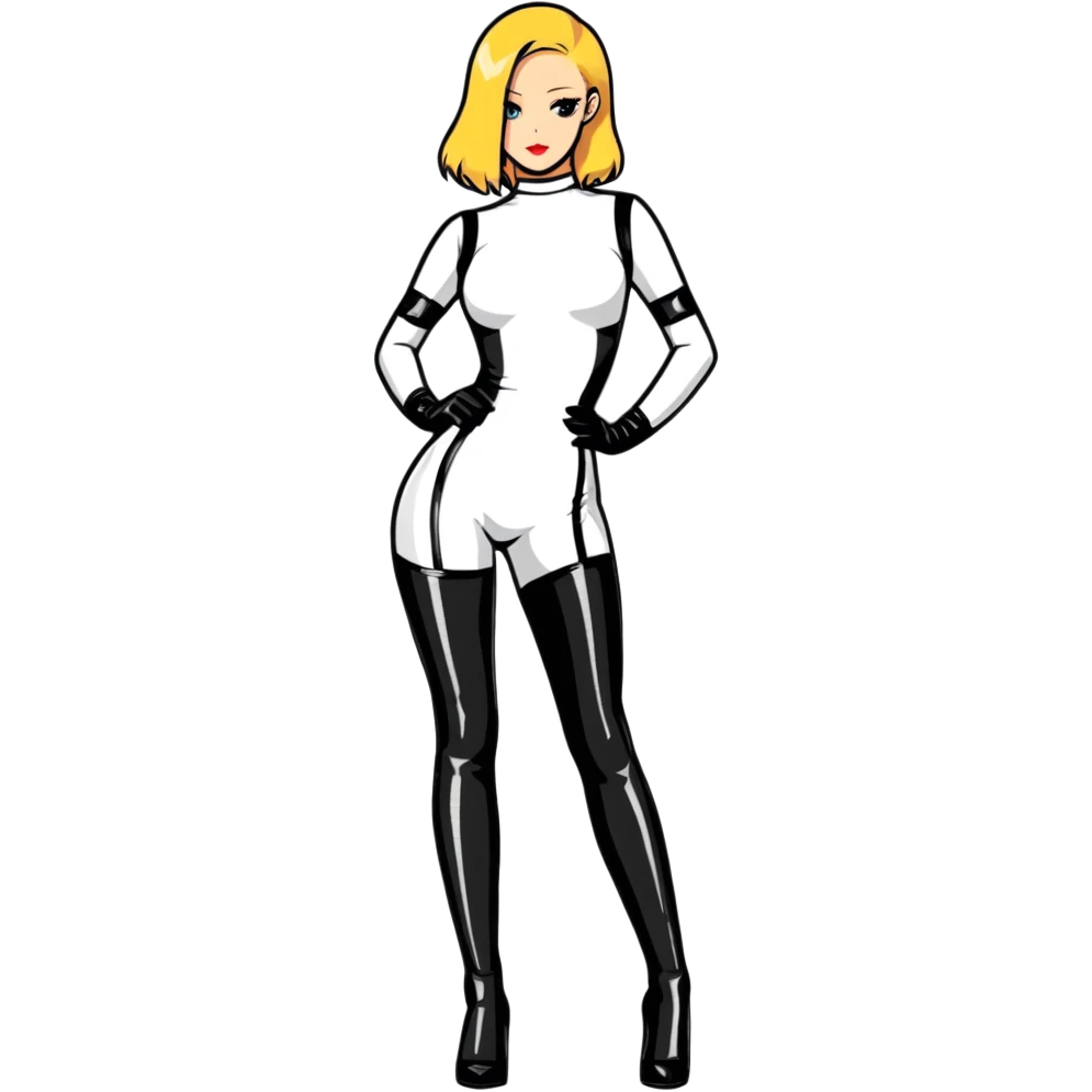 girl in tight latex outfit, full length figure emoji