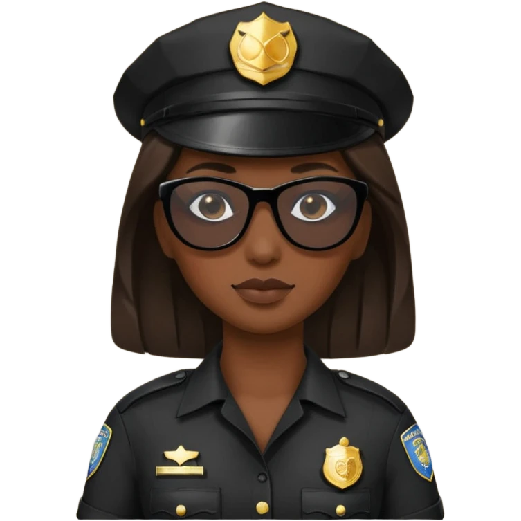 woman police wearing black dress with sun glasses emoji