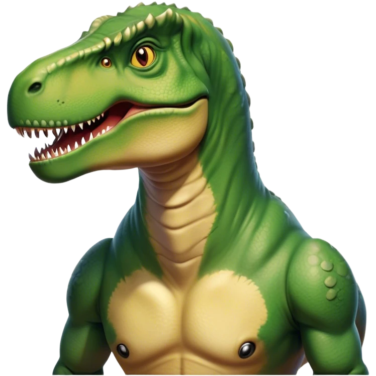 Beautiful and Majestic T-rex Portrait Emoji, Head and body resting peacefully with a serene, confident expression, showcasing its colossal, muscular form and a subtle, regal glint in its eyes, Simplified yet exquisitely endearing features, highly detailed, glowing with a soft, drowsy prehistoric light, high shine, relaxed and utterly majestic, stylized with an air of ancient splendor, soft glowing outline, capturing the essence of a beautiful and majestic T-rex that feels destined to become the next viral icon of awe-inspiring dinosaur beauty! emoji