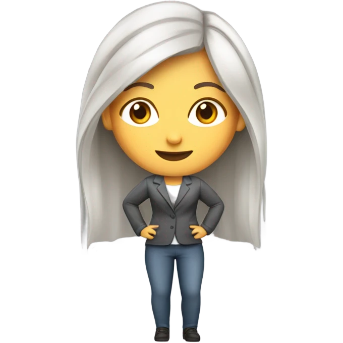 maestra con cabello rubio con café en pants gris  emoji