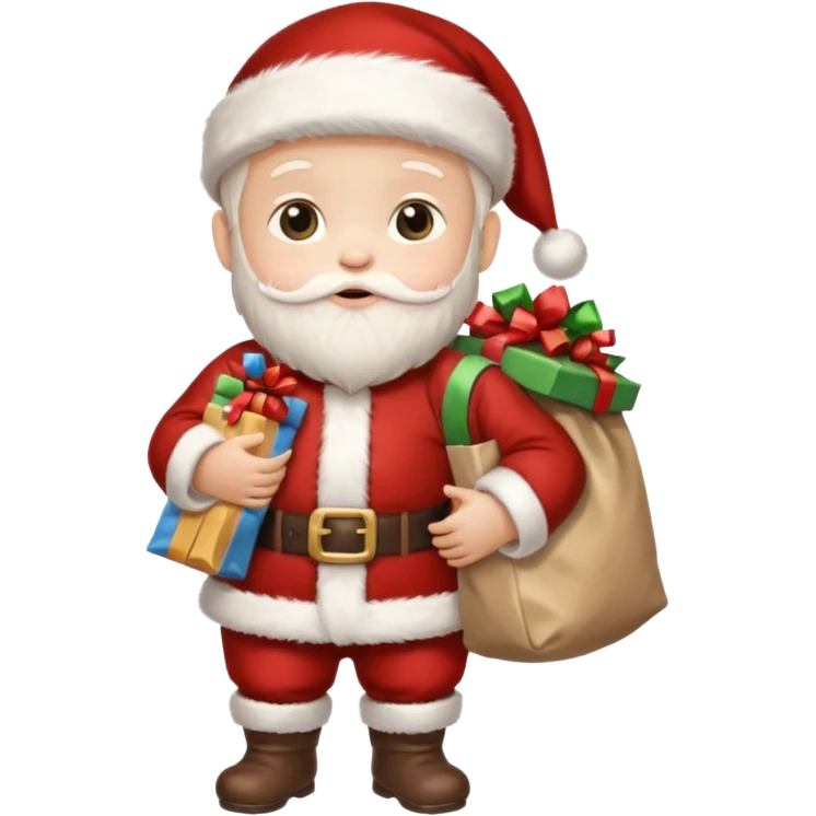 baby Santa Claus is carrying a bag of presents  emoji