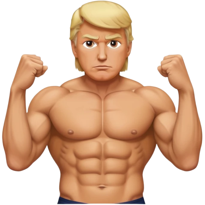 Donald Trump with six pack abs, muscular figure, blonde hair emoji