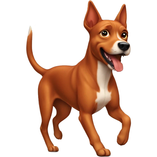 solid red dog with pointed ears running emoji