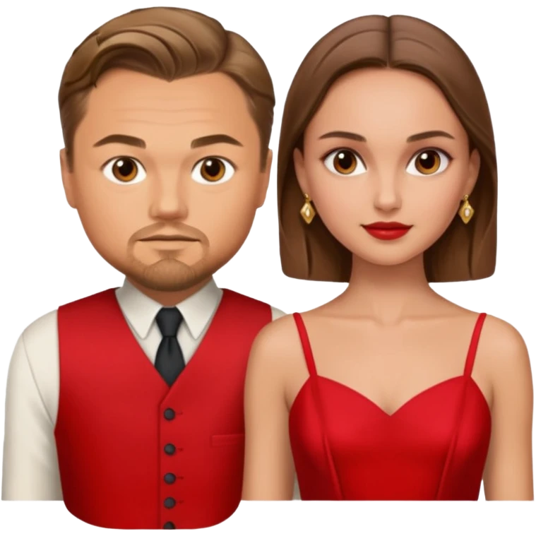 leonardo di caprio and Natalie Portman in a red dress emoji