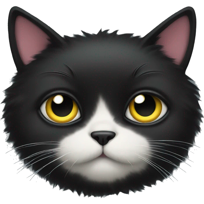 Black cat with one eye, very fluffy emoji
