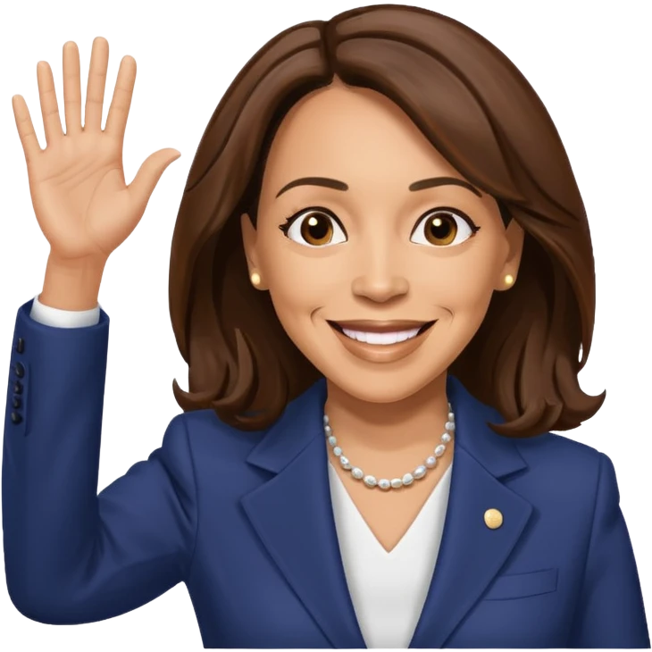 Kamala Harris waving, cheerful expression emoji
