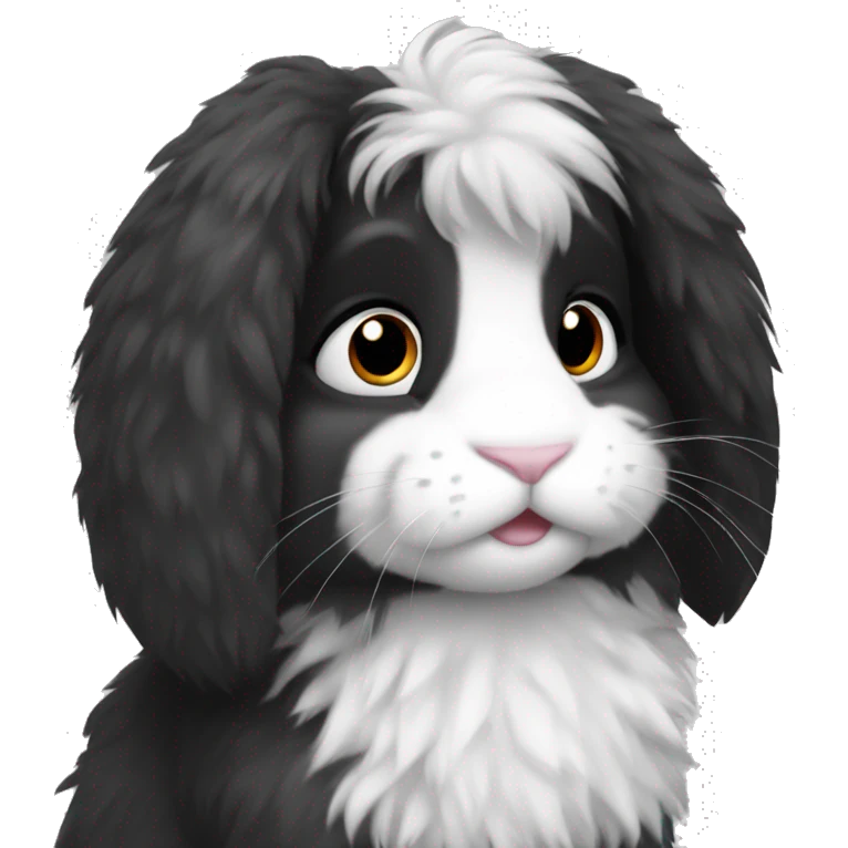 Black and white fluffy rabbit emoji
