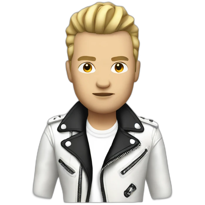 Punk rocker man with white leather jacket emoji