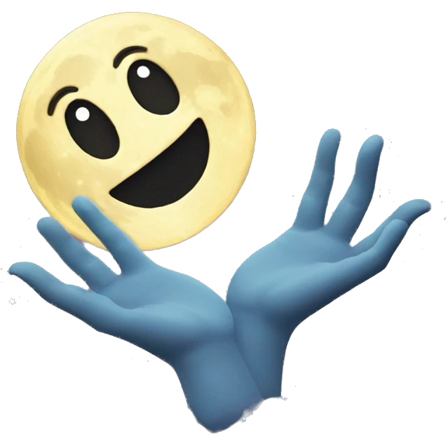 Moon waving with hands emoji
