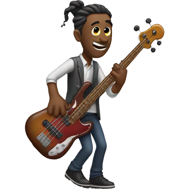 Man with twists down to his ear playing bass emoji
