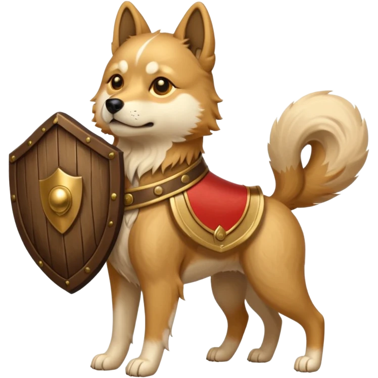 ancient chinese dog with only wooden shield emoji